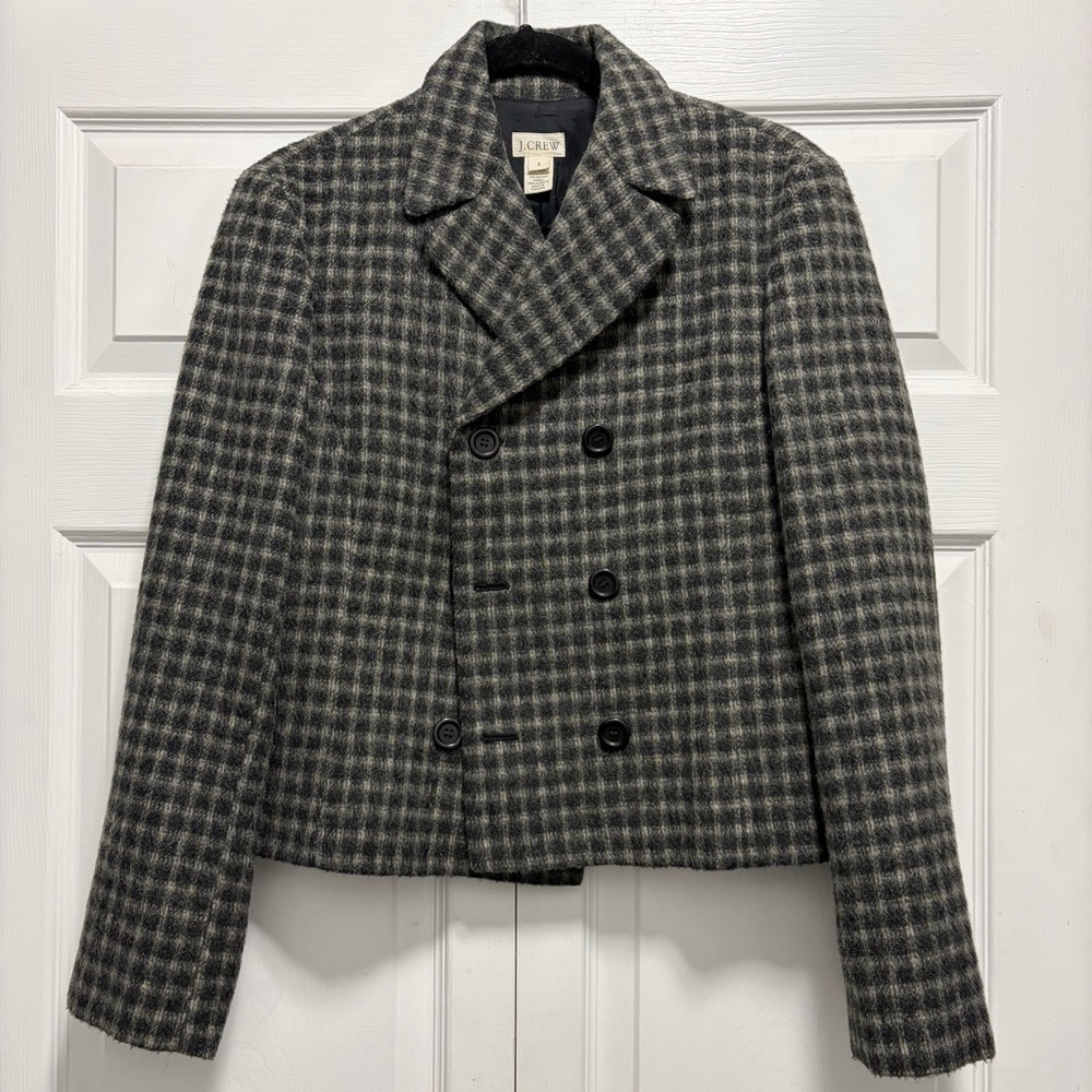 J.Crew Double-Breasted Wool Blend Plaid Jacket 2